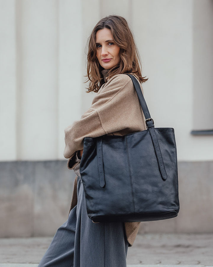 tote bag CANTATA klasyczna włoska torba Tote Bag z naturalnej skóry z regulowanymi uchwytami