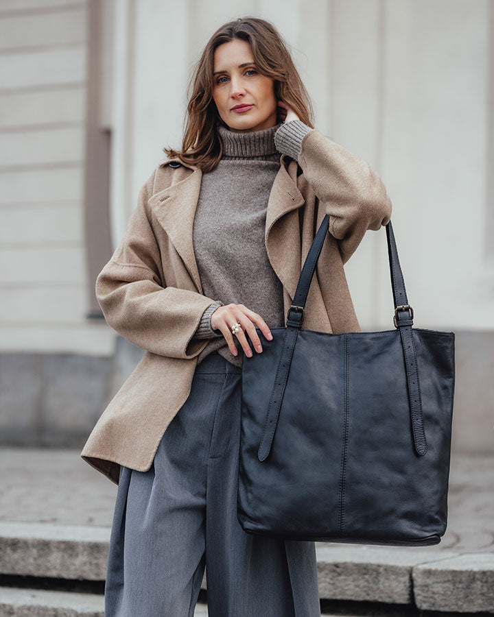 tote bag CANTATA klasyczna włoska torba Tote Bag z naturalnej skóry z regulowanymi uchwytami