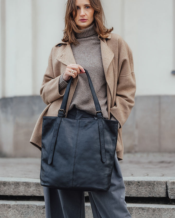 tote bag CANTATA klasyczna włoska torba Tote Bag z naturalnej skóry z regulowanymi uchwytami
