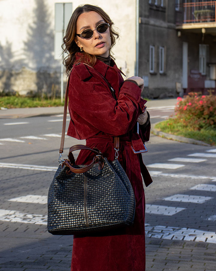 kasse damväska i mjukt läder shopping stad modern stil