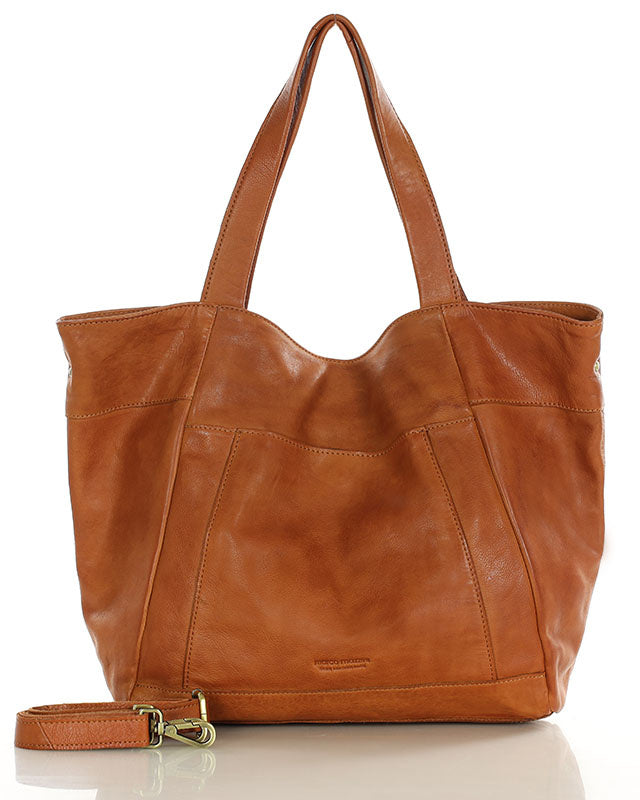 shopper bag CATANIA – luksusowa włoska torba shopper z naturalnej skóry z zamkiem błyskawicznym