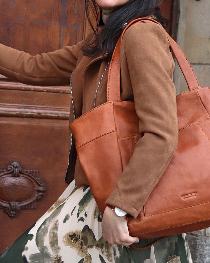 shopper bag CATANIA – luksusowa włoska torba shopper z naturalnej skóry z zamkiem błyskawicznym