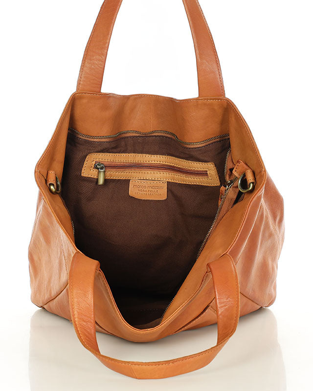 shopper bag CATANIA – luksusowa włoska torba shopper z naturalnej skóry z zamkiem błyskawicznym