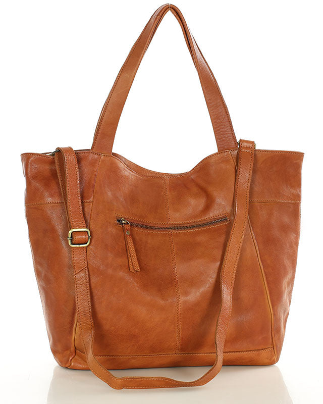 shopper bag CATANIA – luksusowa włoska torba shopper z naturalnej skóry z zamkiem błyskawicznym