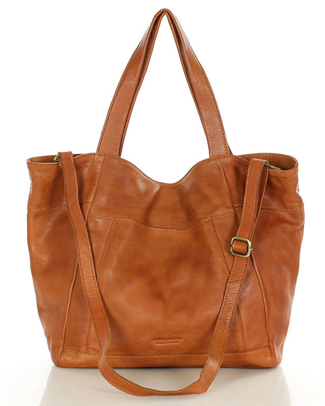 shopper bag CATANIA – luksusowa włoska torba shopper z naturalnej skóry z zamkiem błyskawicznym