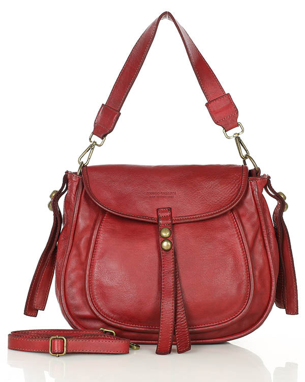 Alice ● Skórzana damska torebka listonoszka na ramię red