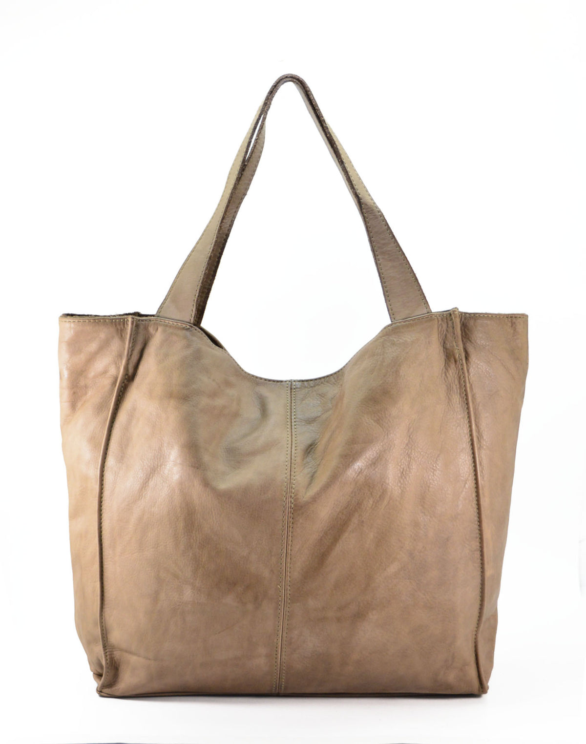 Arreto ● Klasyczna włoska skórzana torba na ramię shoperka damska beige-taupe