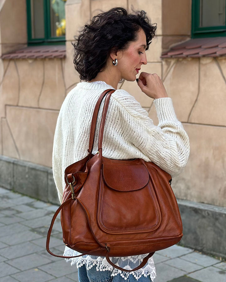 Agnes ● Duża damska torba skórzana na ramię