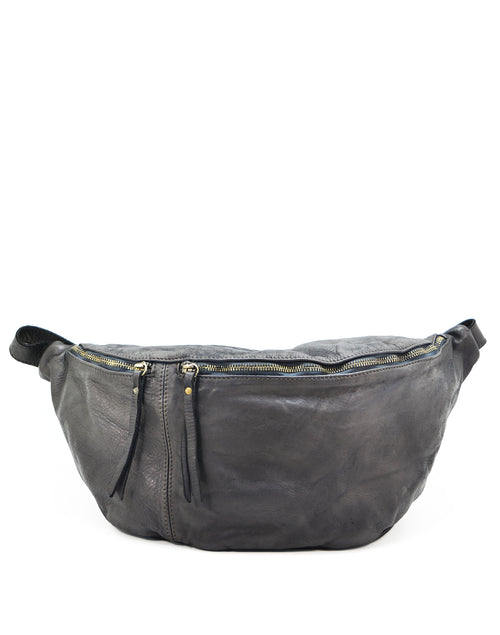 Banane demi-lune en cuir noir pour femme et homme, en cuir naturel italien