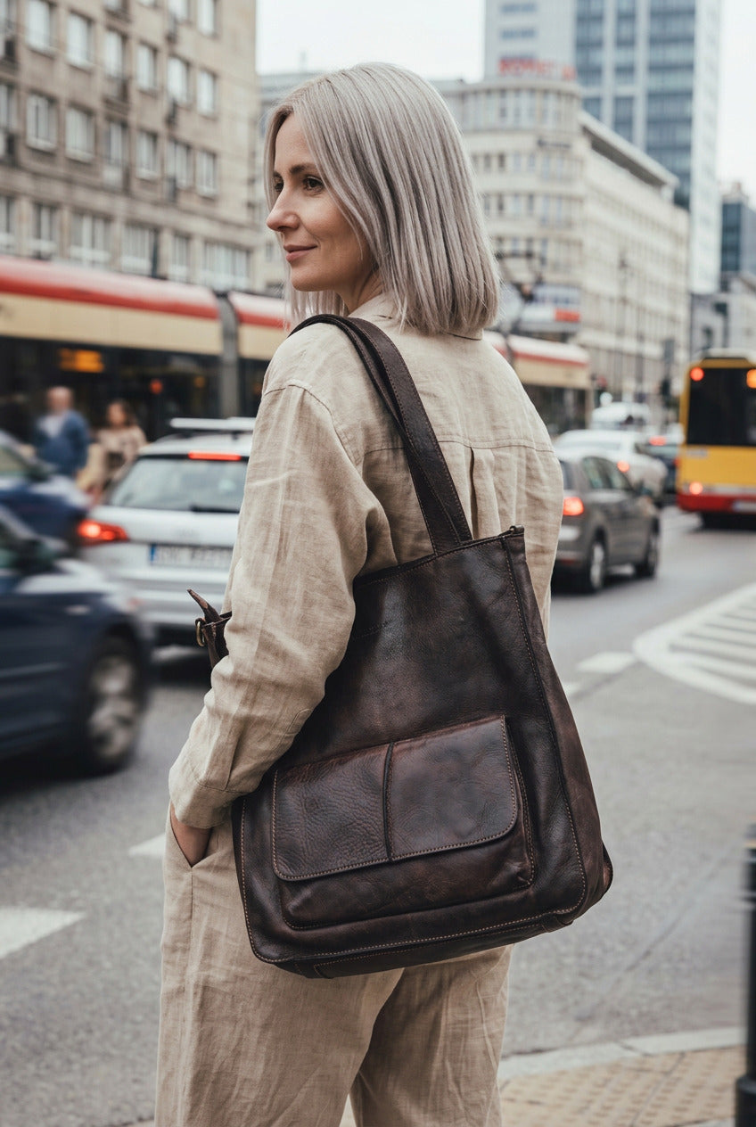 Carrara Tote. Italian Leather Women's Tote Shopper Bag A4 