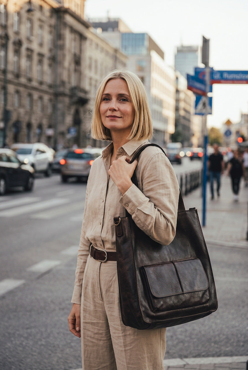 Carrara Tote. Italian Leather Women's Tote Shopper Bag A4 
