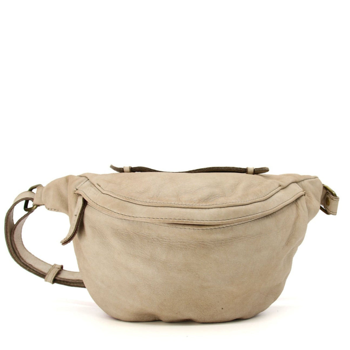 Torq2 Duża skórzana torba damska nerka półsiężyc crossbody z uchwytem beżowy