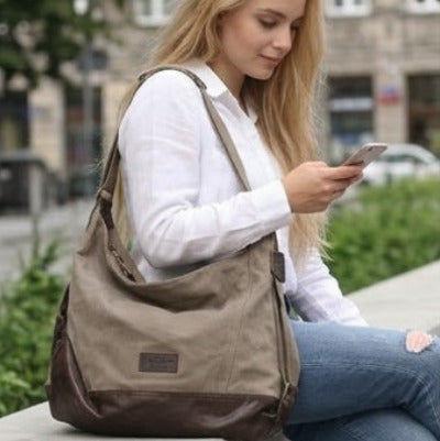 SAFFI Hobo - Damska torba worek z płótna canvas