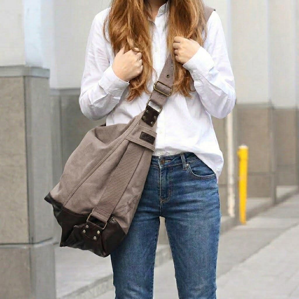 SAFFI Hobo bag made of Canvas fabric worn crossbody
