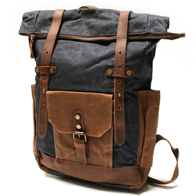 WAX Vintage - Large Women's Rolltop Backpack in Waxed Canvas