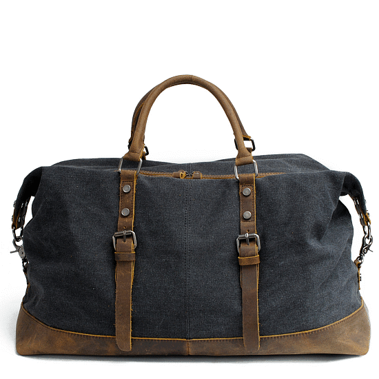 Czarna torba na ramię, może być podróżna, damska lub męska z grubego płótna Canvas