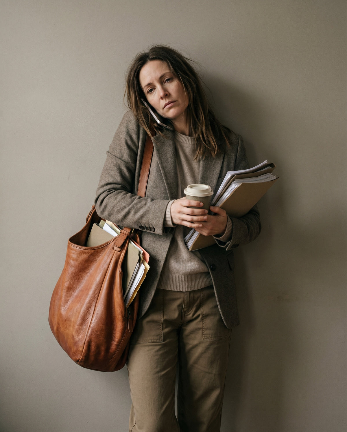 VESSA - Duża damska skórzana torba worek – Shopper Hobo