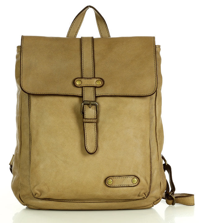 Bosca – duży plecak skórzany damski i męski A4 beżowo-szary