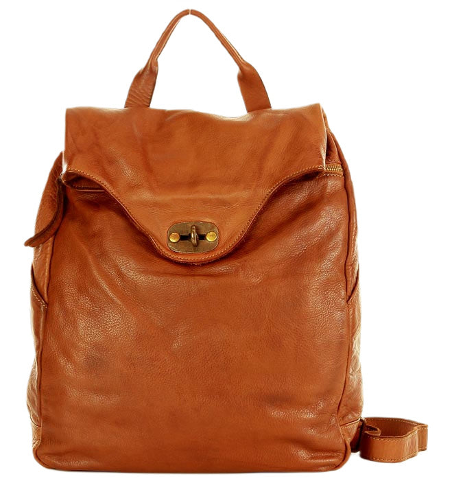 Vintage leather backpack for women and men A4 size – cognac color