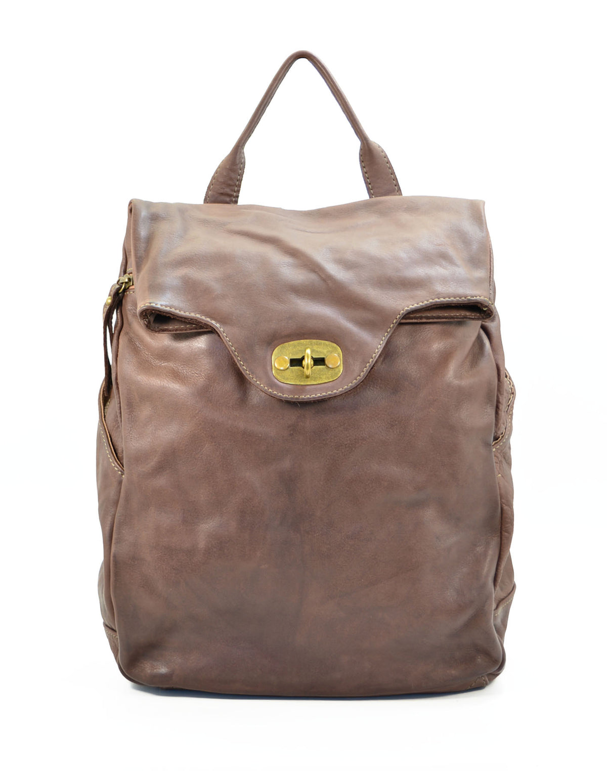 Vintage leather backpack for women and men A4 size – brown color