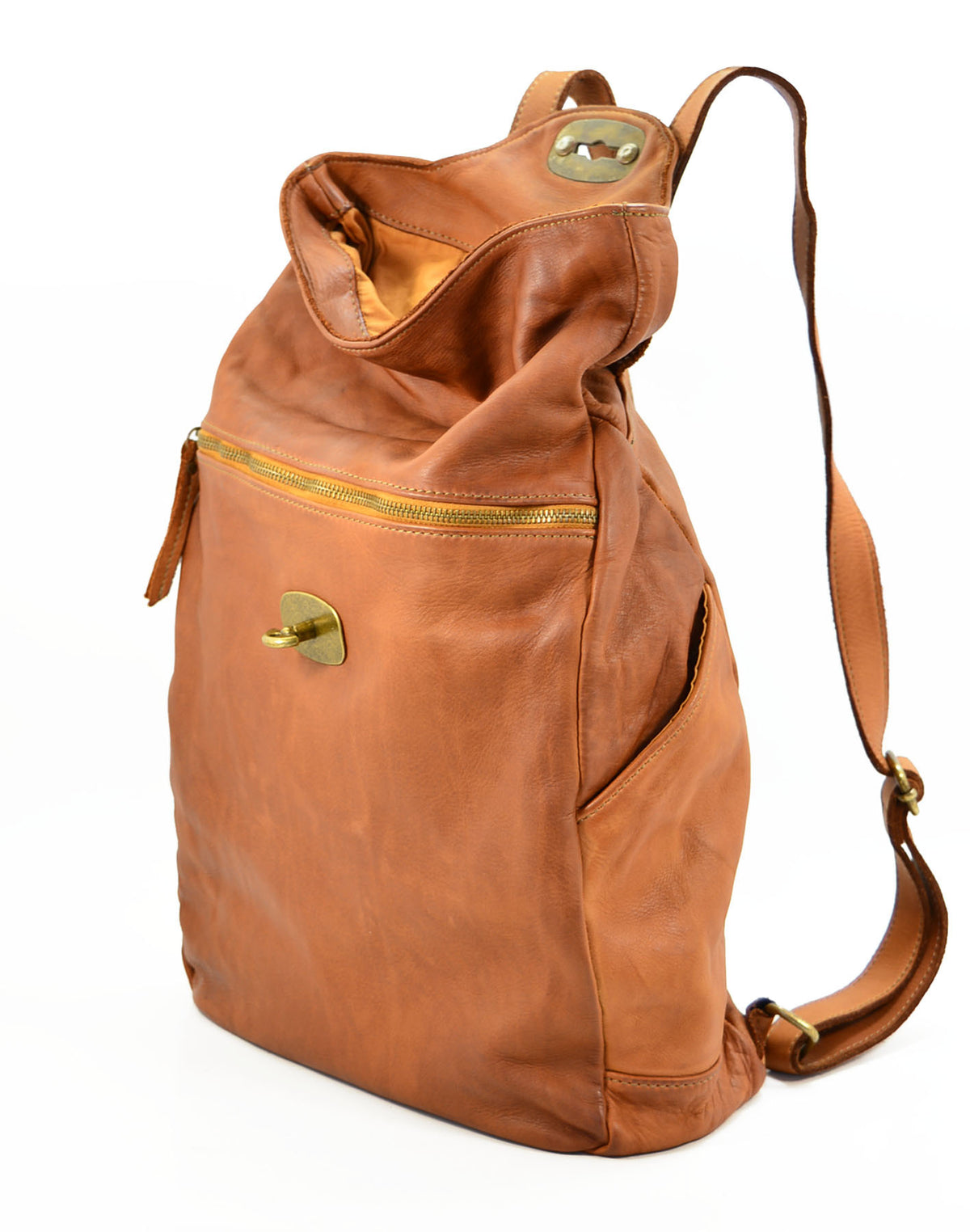 Vintage cognac leather backpack – Lavata calfskin