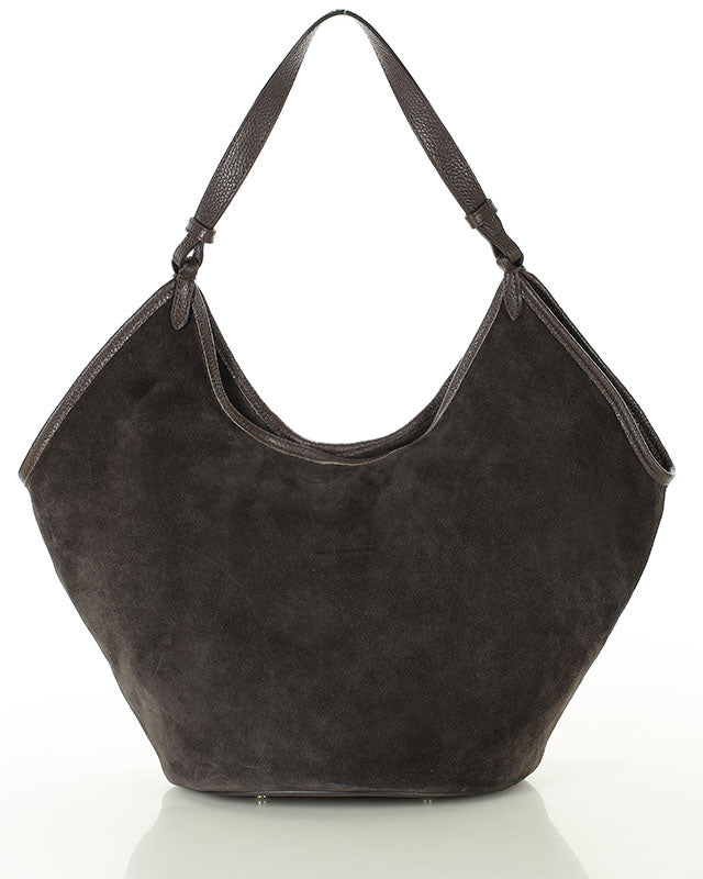 Sue. BOLOGNA Tote Bag. Brown dark tote bag made from Italian leather.