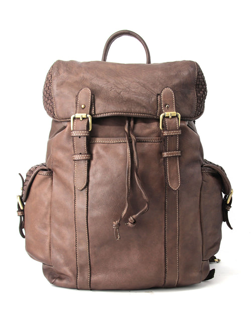 (outlet) Barca ● Duży klasyczny skórzany plecak unisex z klapką. Styl vintage