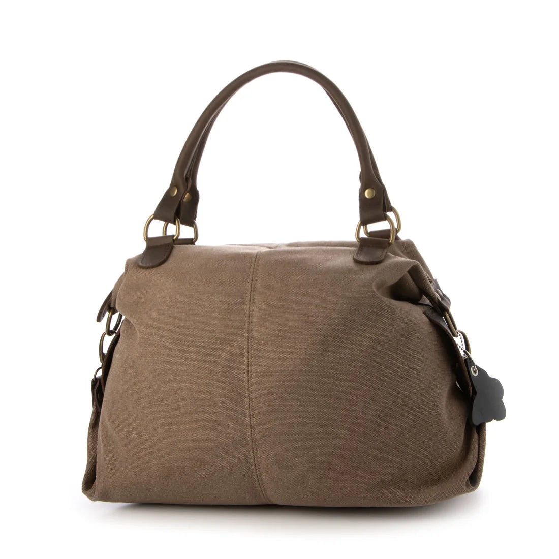 KOUKO HOBO - Duża damska torba na ramię z płótna canvas i skóry