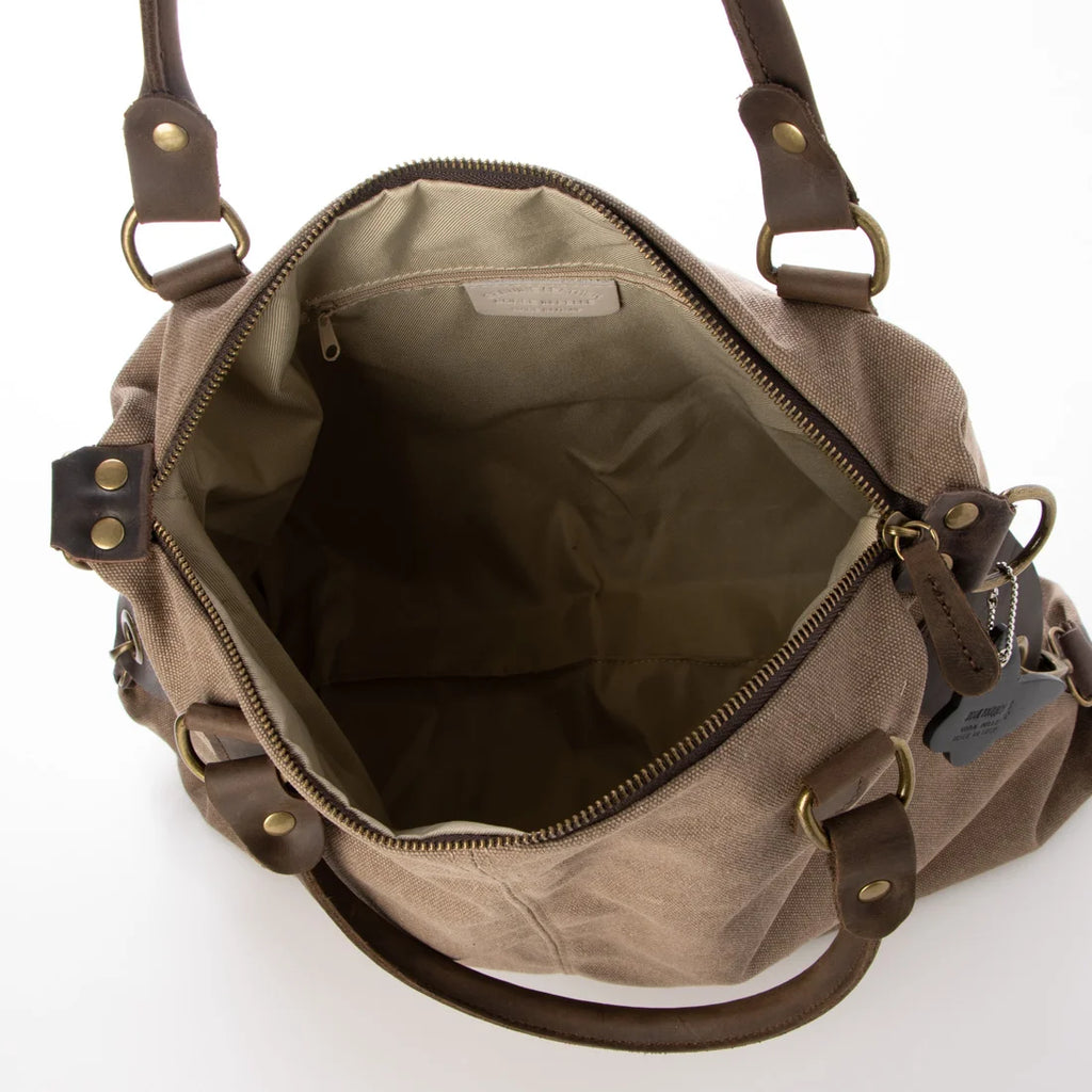 KOUKO HOBO Duża damska torba na ramię XXL z grubej bawełny i skóry