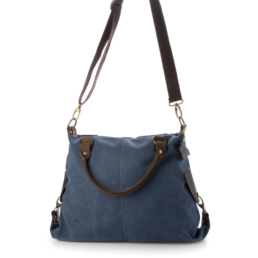 KOUKO HOBO Duża damska torba na ramię XXL z grubej bawełny i skóry