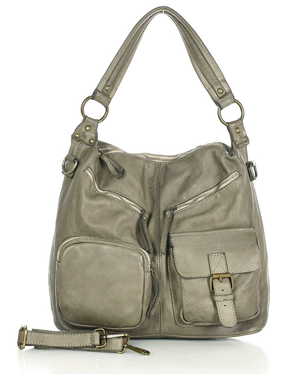 Alessia ● Urban women's leather shoulder bag with pockets