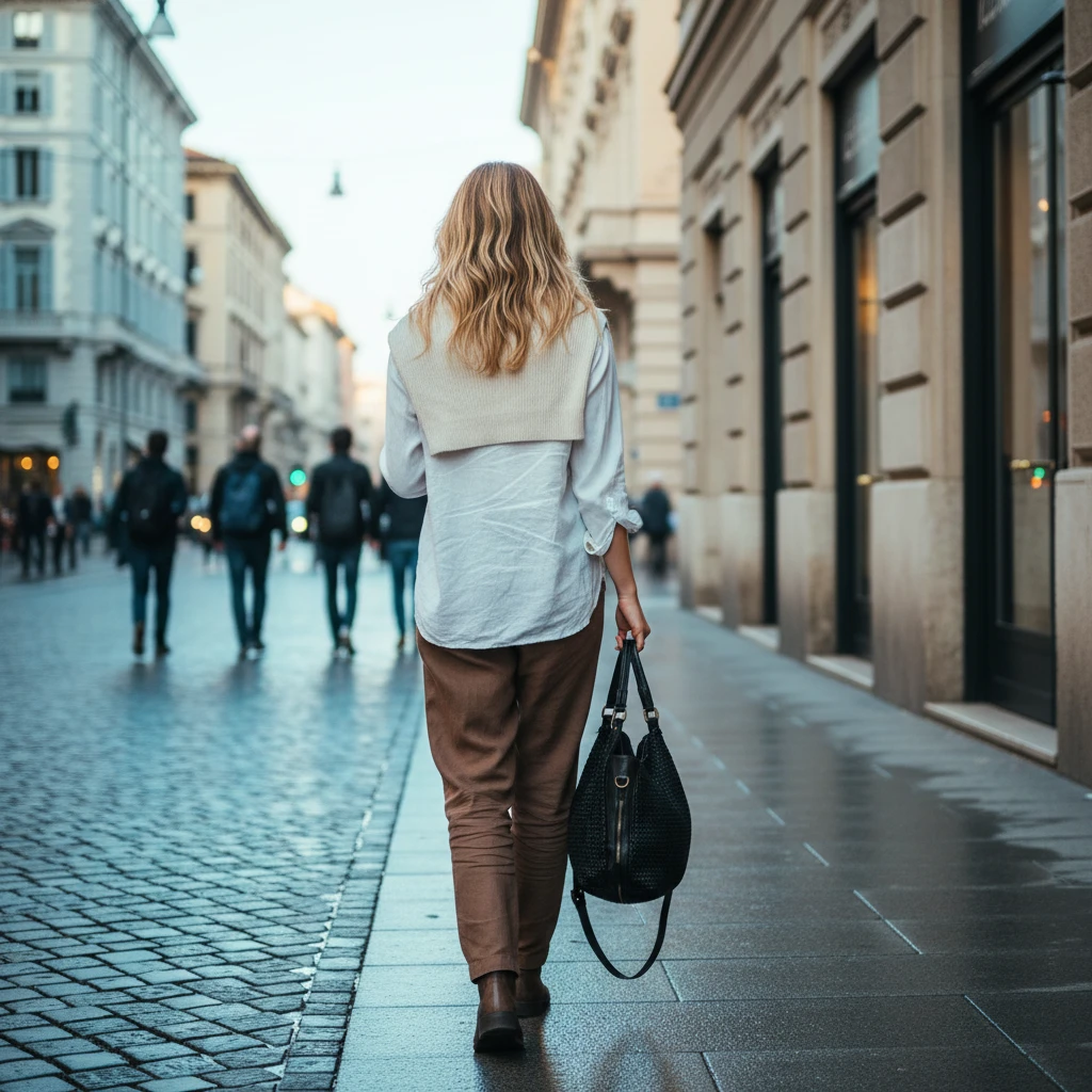 Caldoni Intrecciato - Duża damska skórzana torba na ramię – shopper w stylu Hobo