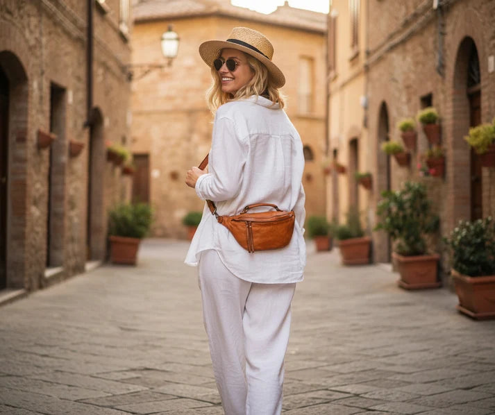 Torq2 Duża skórzana torba damska nerka półsiężyc crossbody z uchwytem