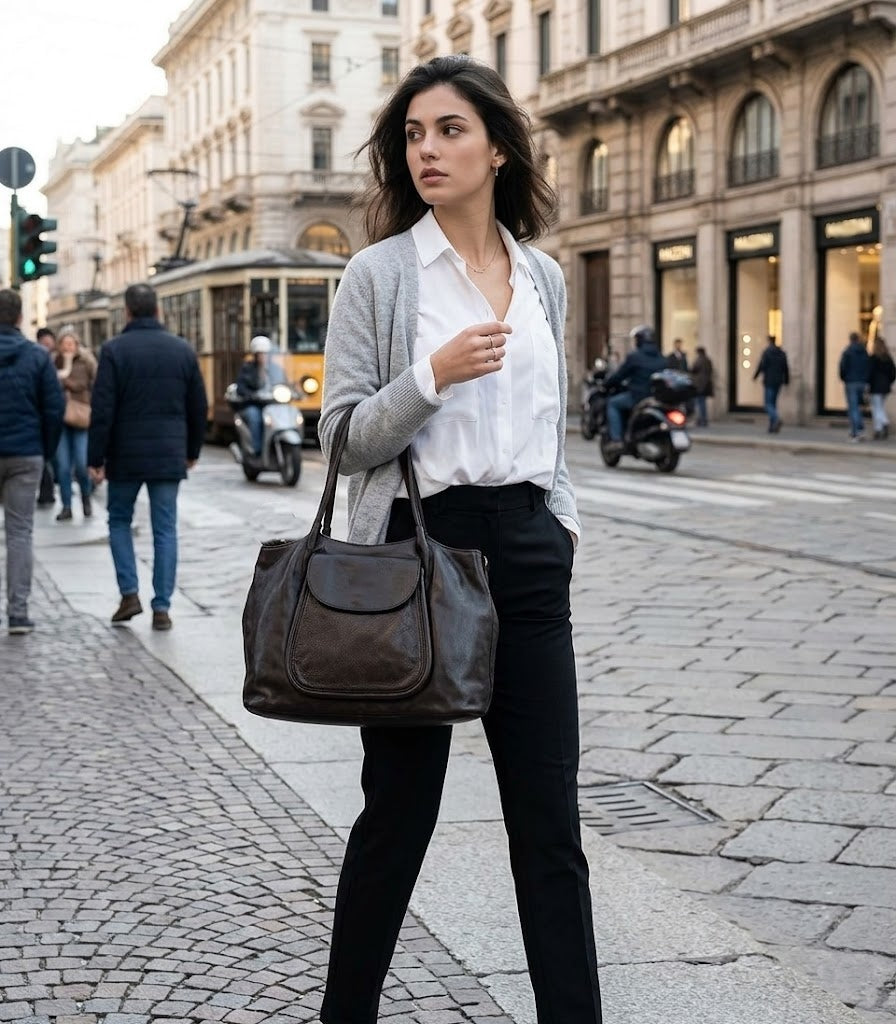 Agnes ● Duża damska torba skórzana na ramię