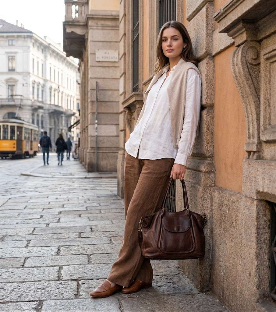 Agnes ● Duża damska torba skórzana na ramię