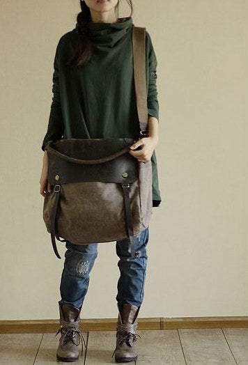 MAIL VINTAGE Duża damska materiałowa torba na ramię crossbody XXL