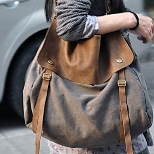 MAIL VINTAGE Duża damska materiałowa torba na ramię crossbody XXL