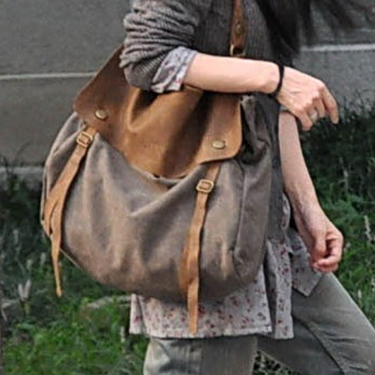 MAIL VINTAGE Duża damska materiałowa torba na ramię crossbody XXL