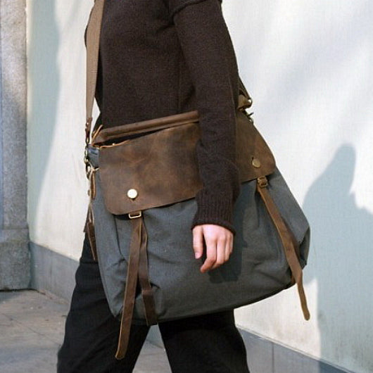 MAIL VINTAGE Duża damska materiałowa torba na ramię crossbody XXL