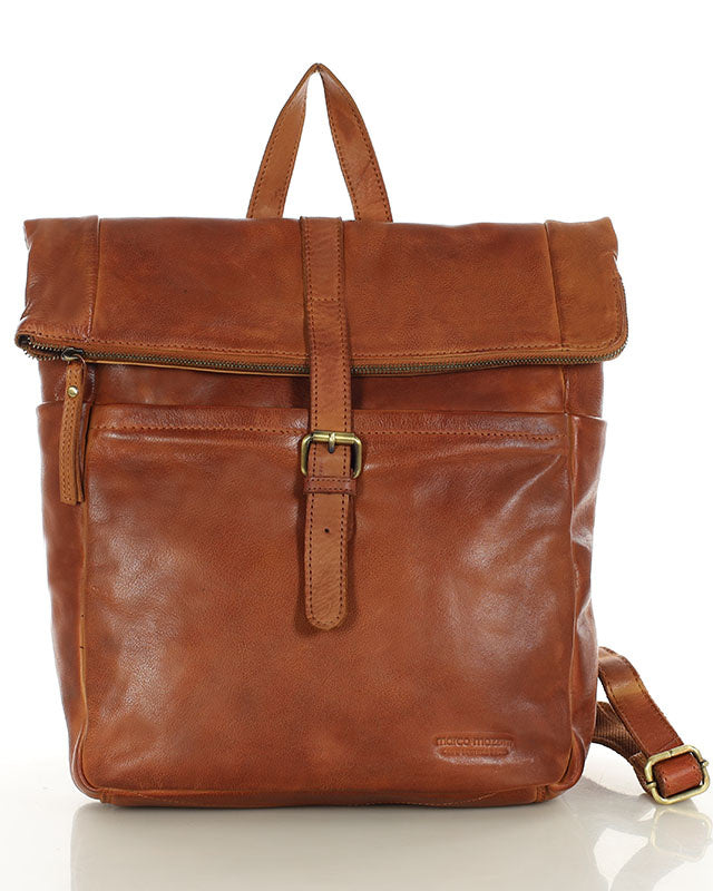 Marconi klassisk läderryggsäck unisex med laptopficka