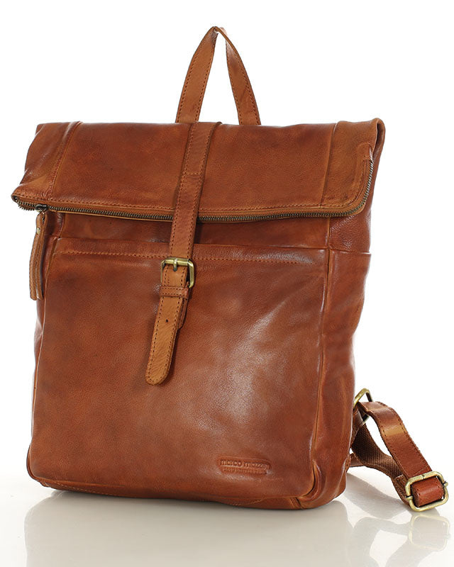 Marconi klassisk läderryggsäck unisex med laptopficka