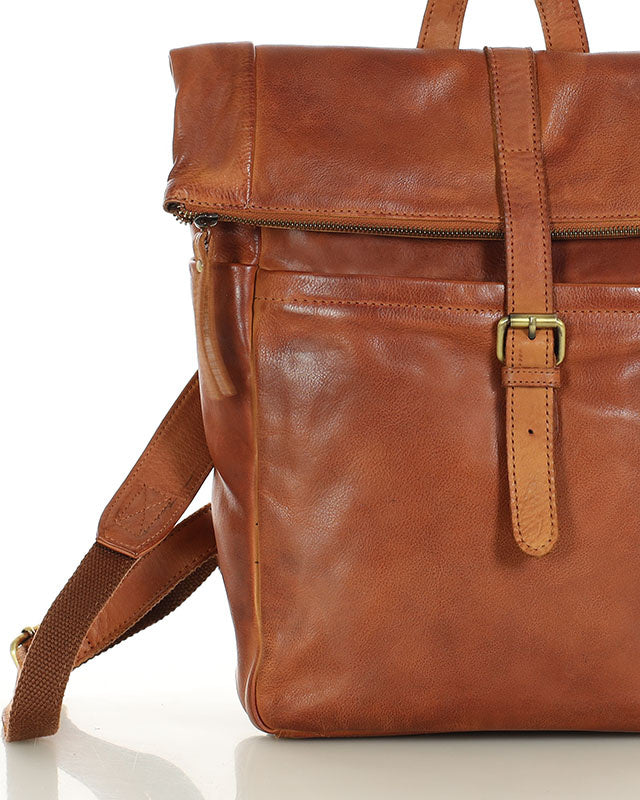 Marconi klassisk läderryggsäck unisex med laptopficka