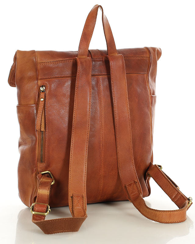 Marconi Leather City Backpack with Laptop Pocket. Unisex