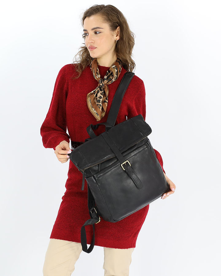 Marconi Leather City Backpack with Laptop Pocket. Unisex