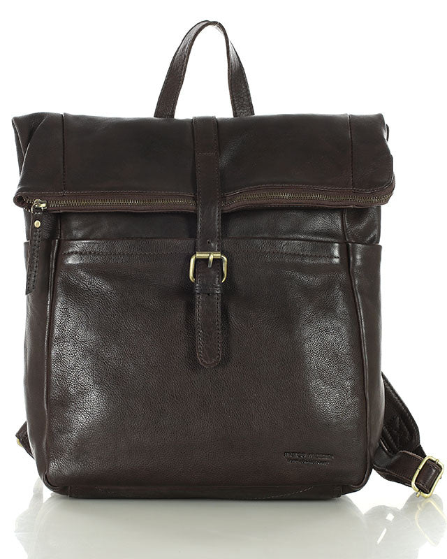 Marconi klassisk läderryggsäck unisex med laptopficka