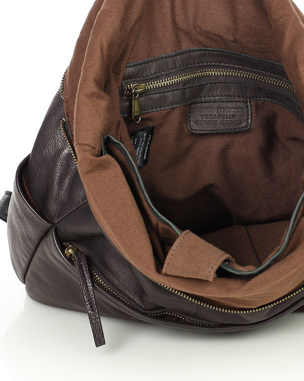 Marconi klassisk läderryggsäck unisex med laptopficka