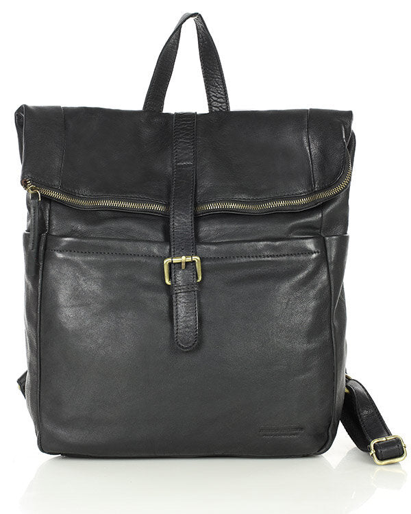 Marconi klassisk läderryggsäck unisex med laptopficka