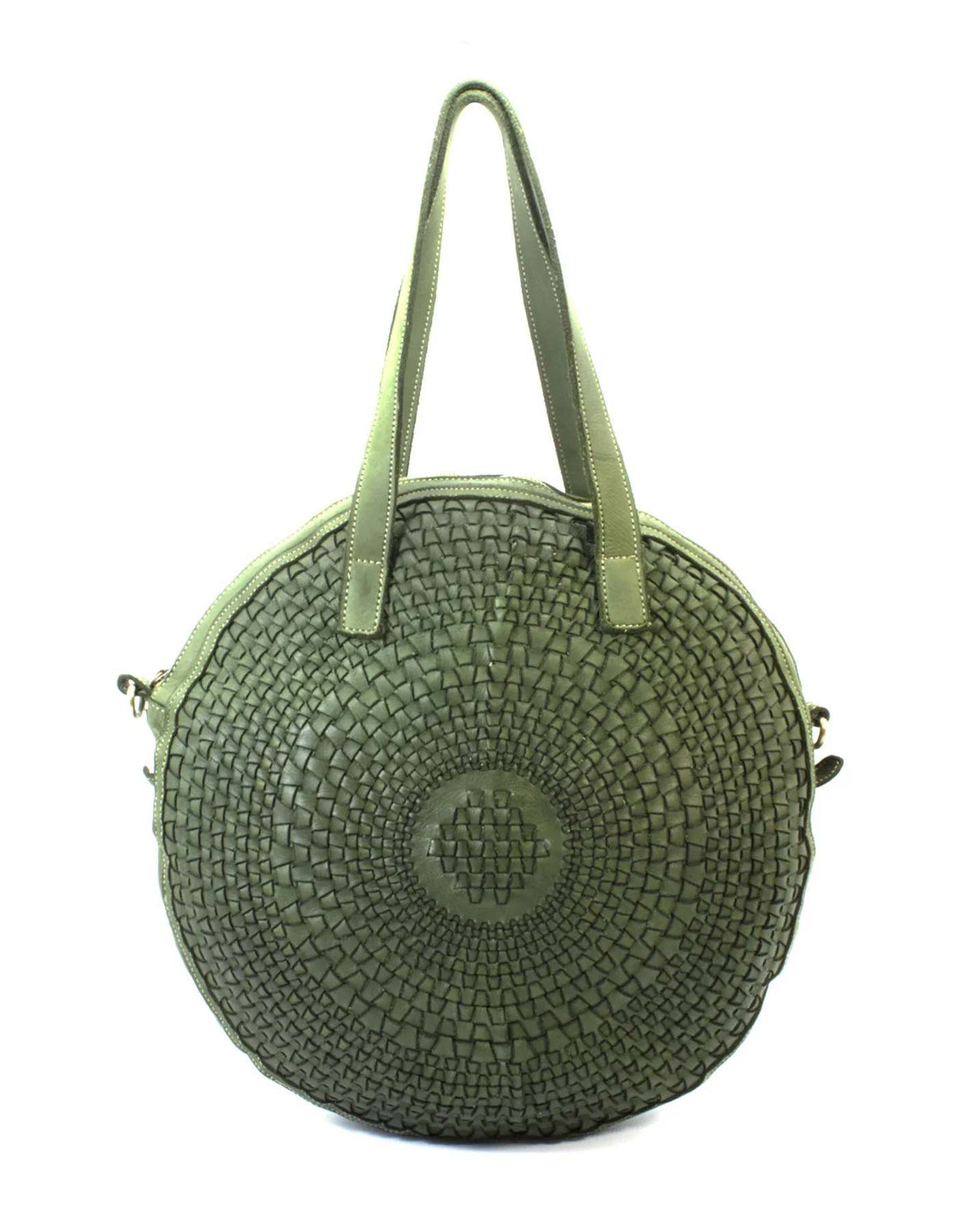 Sac à main en cuir vert de forme ovale pour femme