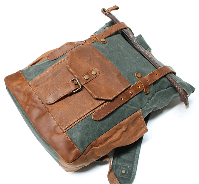 WAXVintage – duży plecak damski z woskowanego płótna canvas i skórzanymi detalami