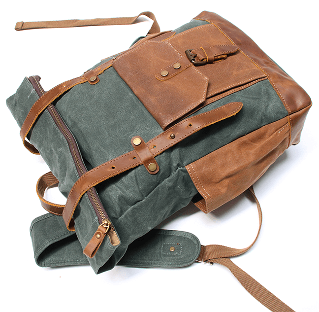 Women's canvas cotton backpack with roll-top closure